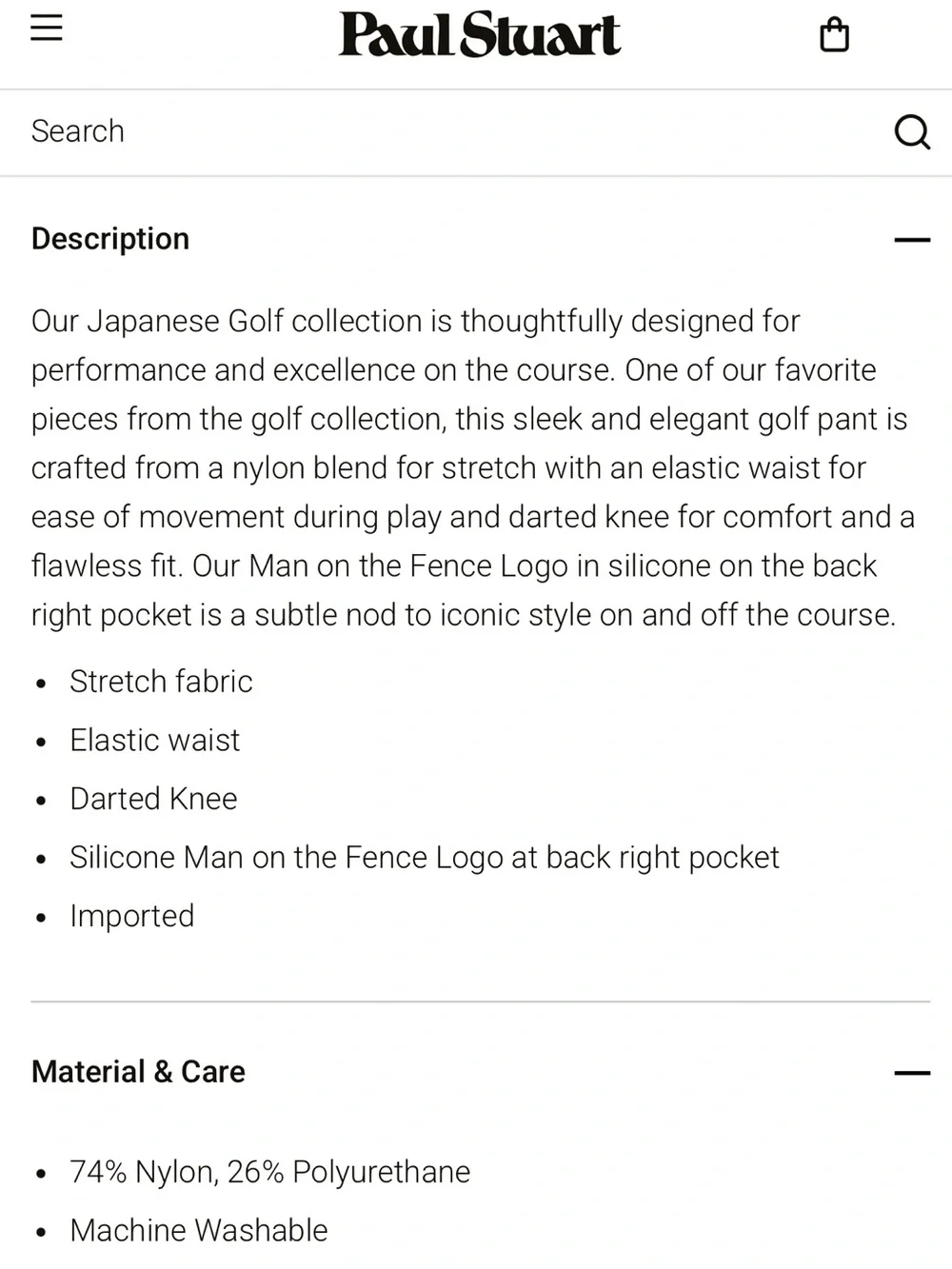 Paul Stuart golf pants